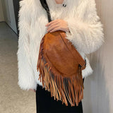 Tassel Pu Leather Crossbody Chest Bag Big Banana Belt Bag
