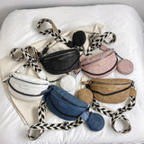 Jacquard Embroidered Crossbody Waist Bag Wide Strap Chest Bag