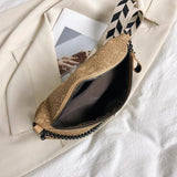 Jacquard Embroidered Crossbody Waist Bag Wide Strap Chest Bag