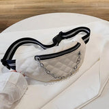 Embroidered Chain Rhombic Lattice Chest Bag Outdoor Sports Messenger Bag