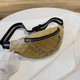 Embroidered Chain Rhombic Lattice Chest Bag Outdoor Sports Messenger Bag