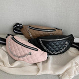 Embroidered Chain Rhombic Lattice Chest Bag Outdoor Sports Messenger Bag