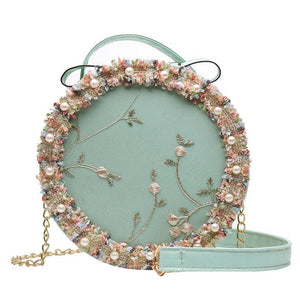 ALANOS Sweet Lace Round Handbags High PU Leather Women Crossbody Bags