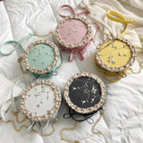 ALANOS Sweet Lace Round Handbags High PU Leather Women Crossbody Bags