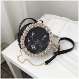 ALANOS Sweet Lace Round Handbags High PU Leather Women Crossbody Bags