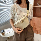 Vintage Fanny Pack Woman Banana Waist Bag Wide Shoulder Strap Crossbody Chest Ba