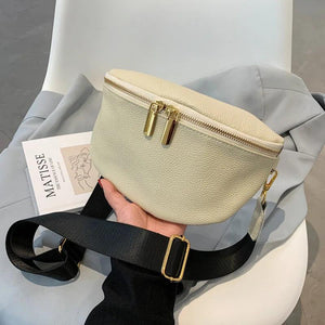 Vintage Fanny Pack Woman Banana Waist Bag Wide Shoulder Strap Crossbody Chest Ba