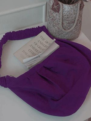 Foufurieux Large Nylon Shoulder Bag with Pleated Strap