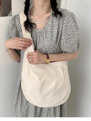 Foufurieux Large Nylon Shoulder Bag with Pleated Strap