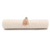 Retro Straw Clutch Bag with Tassel Handle, Crossbody Party Purse