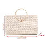 Retro Straw Clutch Bag with Tassel Handle, Crossbody Party Purse