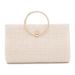 Retro Straw Clutch Bag with Tassel Handle, Crossbody Party Purse