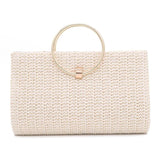 Retro Straw Clutch Bag with Tassel Handle, Crossbody Party Purse