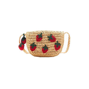 Strawberry Straw Waist Bag Woven Outdoor Wallet Summer Crossbody Bag