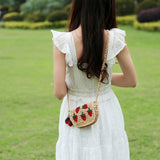 Strawberry Straw Waist Bag Woven Outdoor Wallet Summer Crossbody Bag