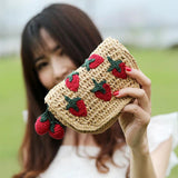 Strawberry Straw Waist Bag Woven Outdoor Wallet Summer Crossbody Bag