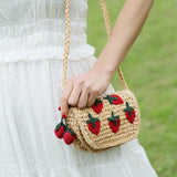 Strawberry Straw Waist Bag Woven Outdoor Wallet Summer Crossbody Bag