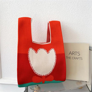 Women's Flower Knitting Handbag Travel All-match Shoulder Bags