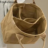 Foufurieux Canvas Lunch Bag Handbag for Women - Outdoor Tote Bag