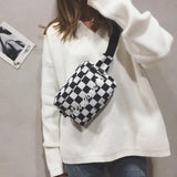 Unisex Lattice Checkerboard Waist Bag
