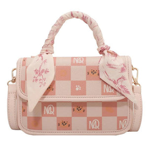 Women Pattern Shoulder Bag Hardware Chain Strap Block Messenger Handbag