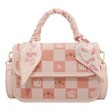 Women Pattern Shoulder Bag Hardware Chain Strap Block Messenger Handbag