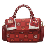 Women Pattern Shoulder Bag Hardware Chain Strap Block Messenger Handbag