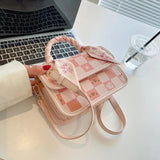 Women Pattern Shoulder Bag Hardware Chain Strap Block Messenger Handbag