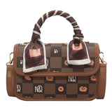 Women Pattern Shoulder Bag Hardware Chain Strap Block Messenger Handbag