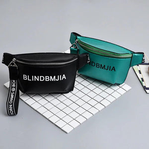 PU Leather Waist Bag Women Letter Fanny Packs Belt Bag Female Chest Handbag