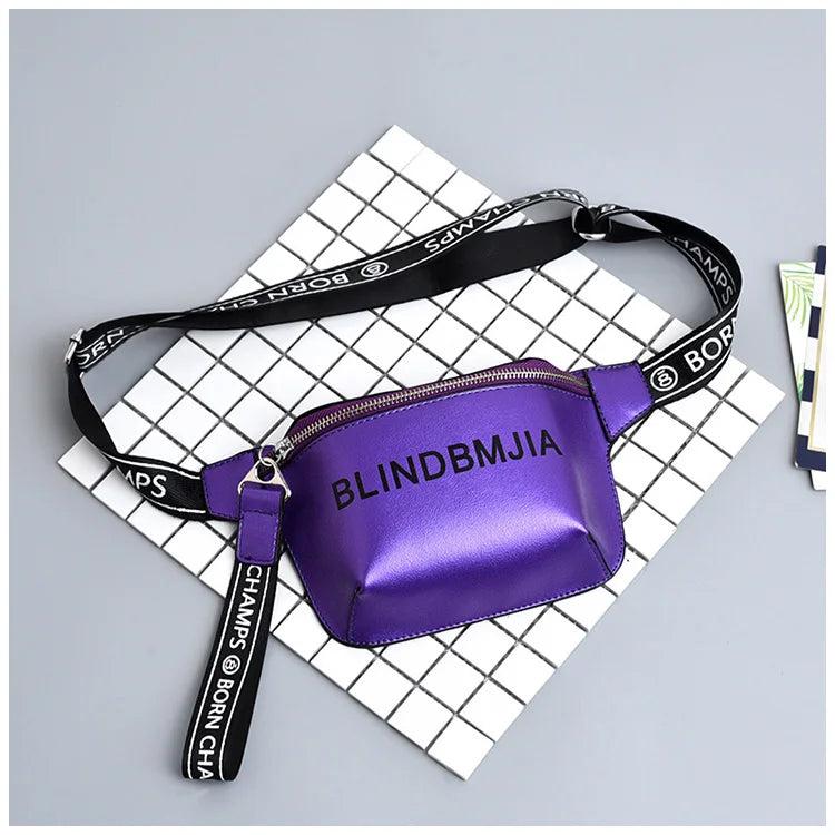 PU Leather Waist Bag Women Letter Fanny Packs Belt Bag Female Chest Handbag