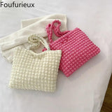 Foufurieux Ins Girl's Cloud Puff Pleated Shoulder Bag