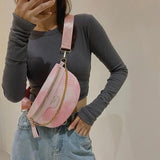 Women Bag Casual Small Shell Chest Bags Bright Pink Waist Pack Female