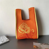 21*33cm Women Knitting Rose Style Handbag Girls Student Bags