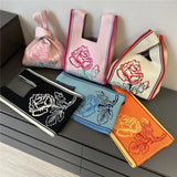 21*33cm Women Knitting Rose Style Handbag Girls Student Bags
