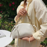 Green Leather Crossbody Chain Handbag for Women