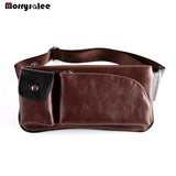 Men Messenger PU Leather Small Chest Bag Sling Travel Crossbody