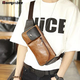 Men Messenger PU Leather Small Chest Bag Sling Travel Crossbody