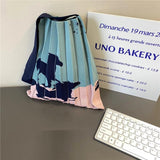 Stripe Knitted Foldable Pleated Bag Women's Spring Autumn Summer