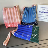 Stripe Knitted Foldable Pleated Bag Women's Spring Autumn Summer