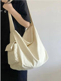 Canvas Tote Bag Female Solid Capacity Crossbody Bags