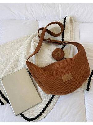 Foufurieux Corduroy Shoulder Bag Women Tote Large Capacity Zipper Handbag