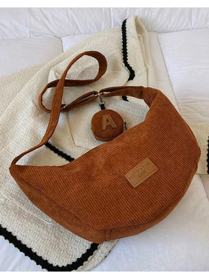 Foufurieux Corduroy Shoulder Bag Women Tote Large Capacity Zipper Handbag