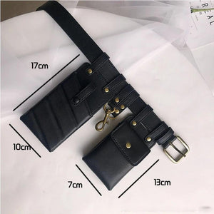 Hip Hop Women Pu Leather Fanny Pack Phone Pouch Streetwear Waist Bag