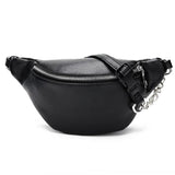 Small Waist Pack PU Leather Chest Bag Belt Bag Handbag Women Shoulder Chain