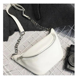 Small Waist Pack PU Leather Chest Bag Belt Bag Handbag Women Shoulder Chain