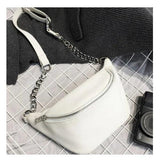 Small Waist Pack PU Leather Chest Bag Belt Bag Handbag Women Shoulder Chain