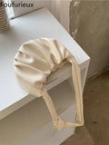 Foufurieux Women Handbags Cloud Pleated Soft Leather Dumplings Bag