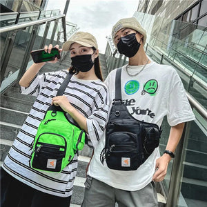 Men's Green Tactical Crossbody Chest Bag Hip Hop Style