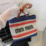 Bohemia Handbags Women Hand-weave Tote Bag Letter Print